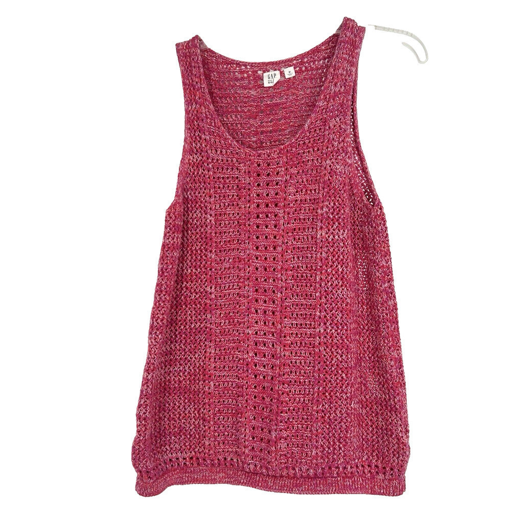 Gap Pink Crochet Open Knit Tank Top Boho Beachy Racerback Sleeveless Size M
